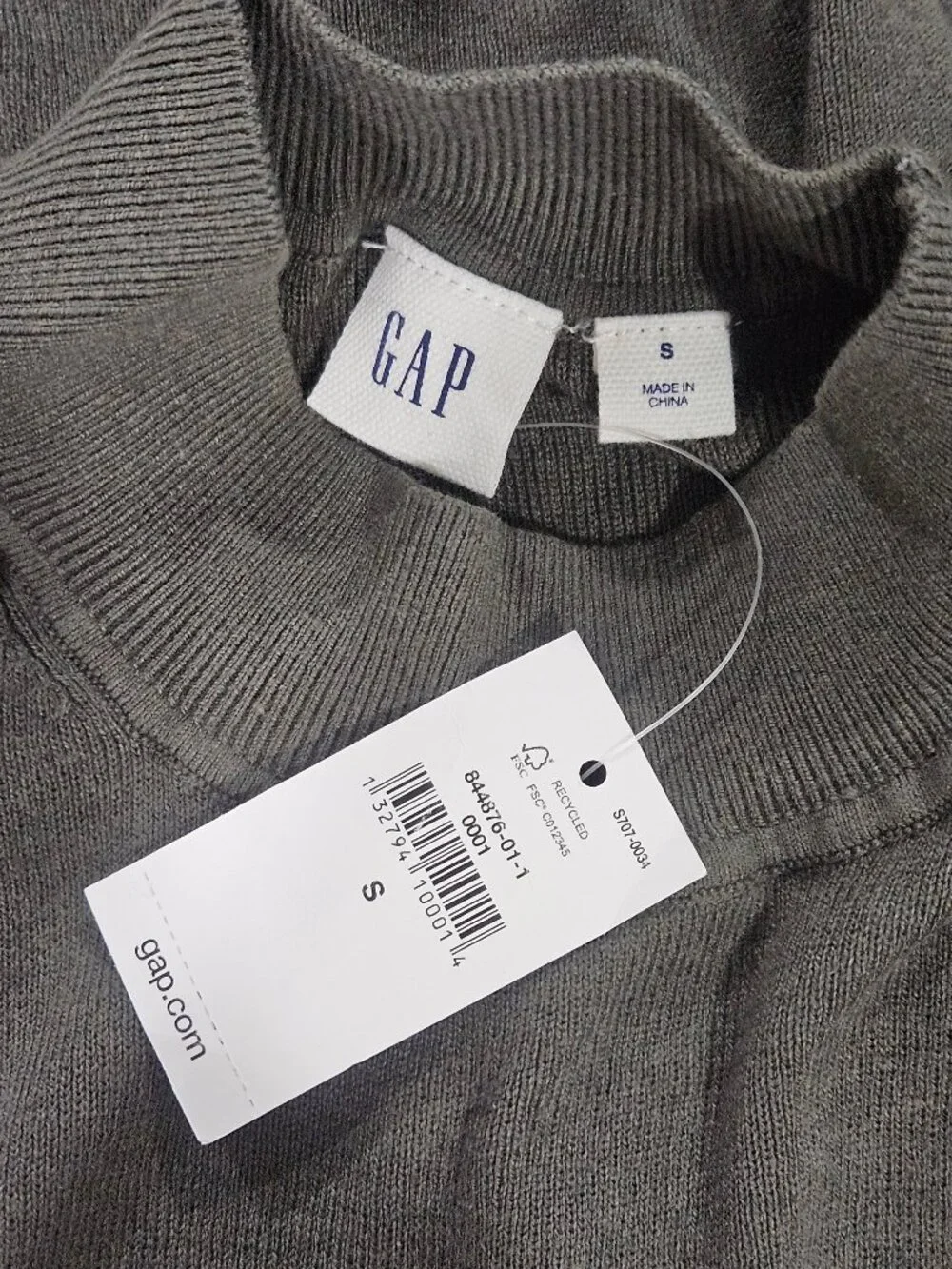 Gap Mockneck Knit Top - Elbow Sleeve Olive Green Cotton Silk Short Sleeve Retro - Picture 5 of 7